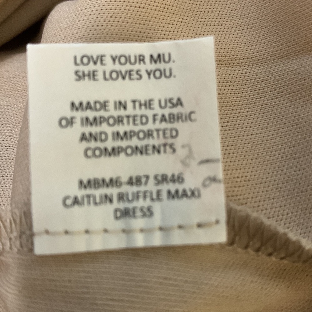 Show Me Your Mumu Caitlin Ruffle Maxi Bridesmaid Dress In Soft Beige Chiffon - Picture 5 of 8